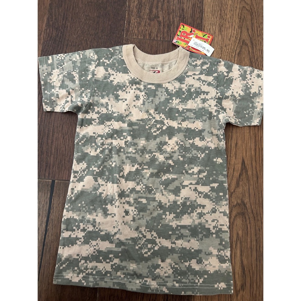 Rothco Kids Digital Camo T-Shirt ACU Green Tan Short Sleeve Tee Size Small NEW